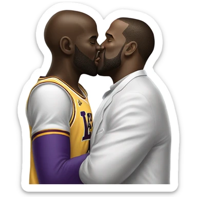 shaquille o'neal kissing lebron james sticker