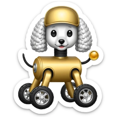 Stylish Military Robot poodle dog with off-road wheels  sticker