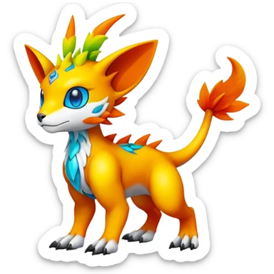 colorful Fakémon-Digimon-Fionbri-Trico-creature (full body) sticker