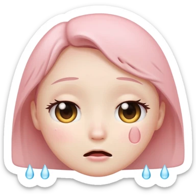 kawaii emoji with small eyes, tears briefly falling and then returning to the eyes sticker