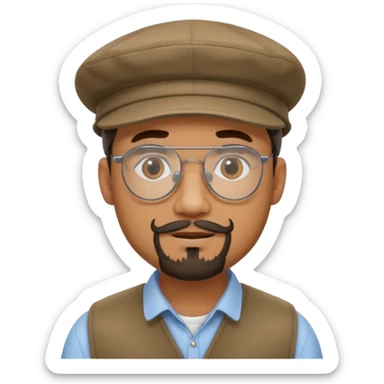 Male flat cap wire rim glasses goatee sticker