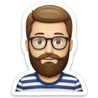glasses man with long beard and striped shirt sticker