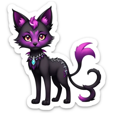 Vibrant dark edgy gothic Falvie-Fionbri-creature-sparkle-feline-fursona, full body sticker