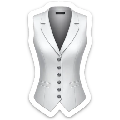 women's white formal vest with exactly 3 buttons, female tailored design sticker