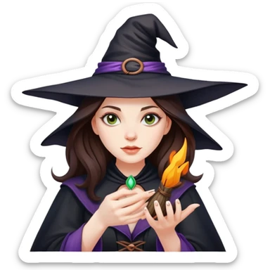 Beautiful brunette doing Witch craft sticker