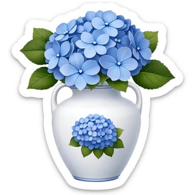 white vase with blue flowers sticker
