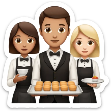 people in waiter uniforms sticker