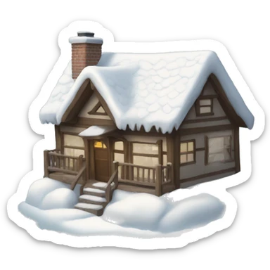 snow-covered cottage sticker
