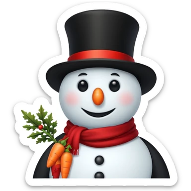 A classic snowman with carrot nose and coal smile. sticker