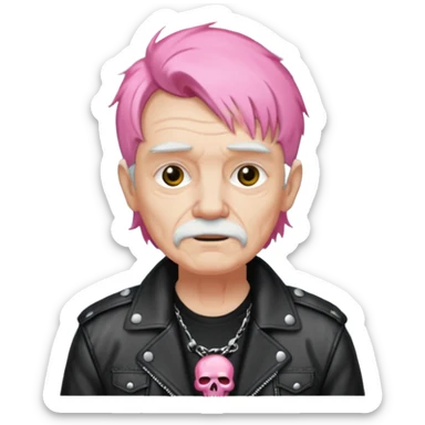 pink haired metalhead grandpa sticker