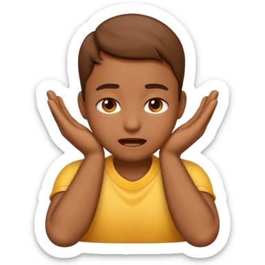 An emoji with hands on their neck and squeezing hard they looked stressedn sticker
