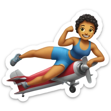 Working out in an airplane sticker