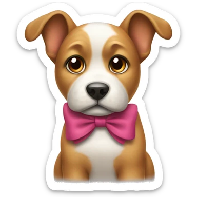 Dog with a bow sticker
