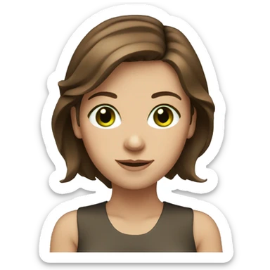 Shoulder lenght Brown hair woman green eyes sticker