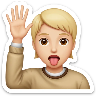 tongue out with hands to the side  sticker