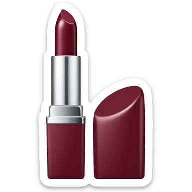 labial bordo oscuro con packaging cromo / plateado sticker
