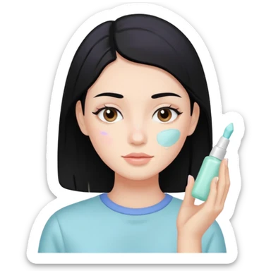 cute black hair pastel colors skin care sticker