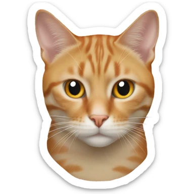 Orange cat with left eye missing, white around the chin and neck sticker