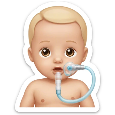 bebe pequeno com tubo para respirar sticker