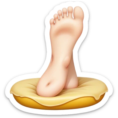 A giant floating foot with a noseless girl face on top of it's sole sticker