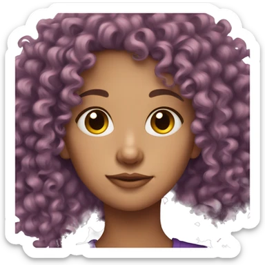 European, purple curly hair, woman, teenager, nose ring. sticker