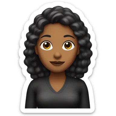 mujer pelo ondulado negro piel trigueña  sticker