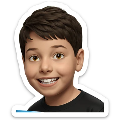 smiling boy in black shirt sticker