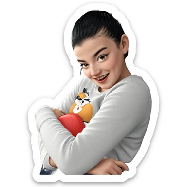 smiling girl with black hair sticker