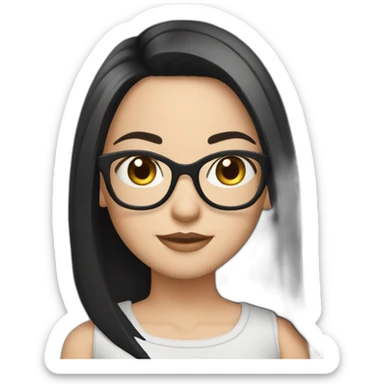 Cute white girl glasses black straight hair sticker