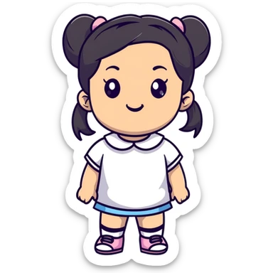 Cute little girl with pigtails sticker