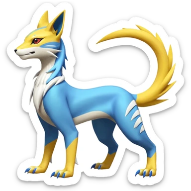Latias-Vernid-Lombax-Renamon-Zeraora-Bastet-Fakémon-hybrid-fusion-creature, full body sticker
