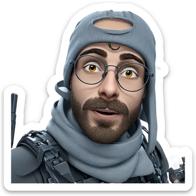 intense gaze with weaponry sticker