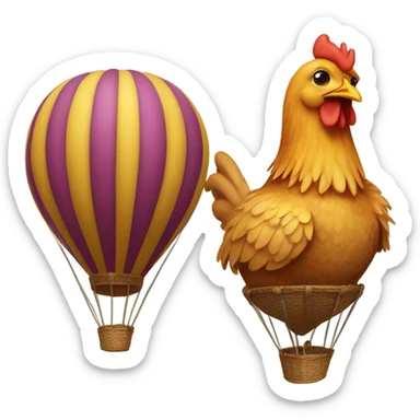 chicken in a hot air balloon sticker