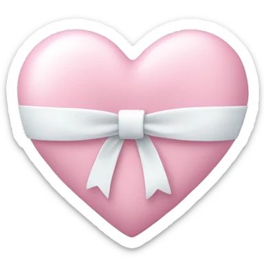 Pastel pink heart with white bow sticker