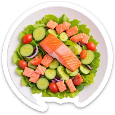 salmon salad served on a flat plate sticker