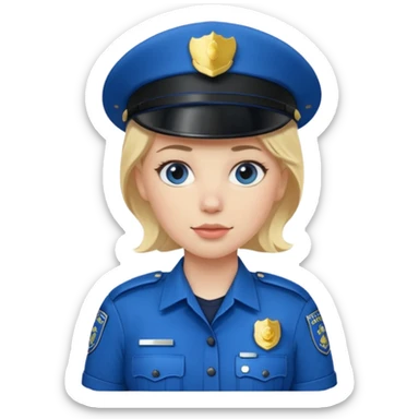 female police officer with blue buckle sticker