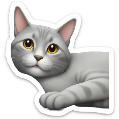 Gray cat relaxing sticker