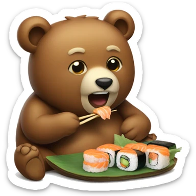 Bear eating sushi sticker