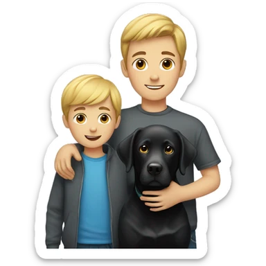 A boy and a black Labrador sticker