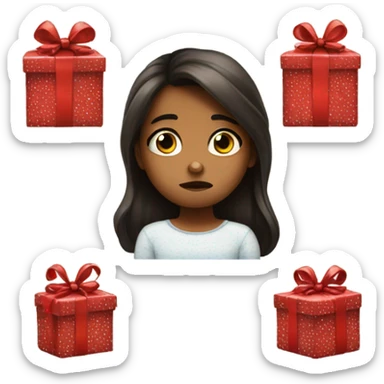 5 years old girl sad for christmas gift sticker