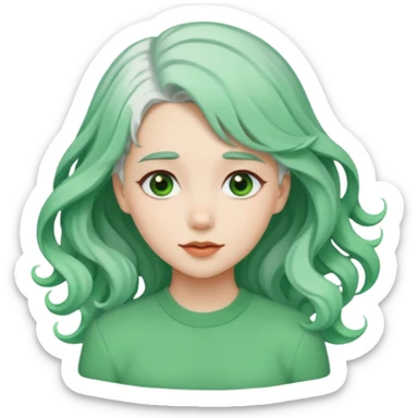 girl with white  green hair clip sticker