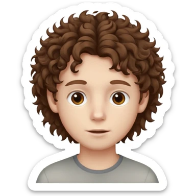 boy,  brown hair, curly hair, brown eyes, pale skin, , hair sticker
