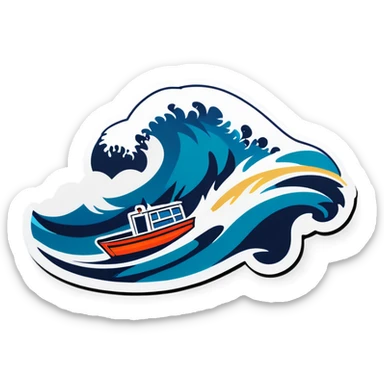 boat in waves sticker