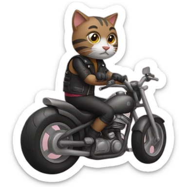 Cat biker sticker