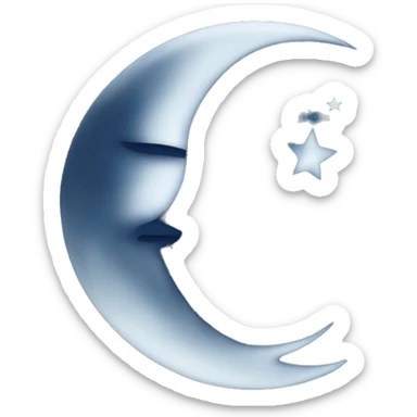 A dark blue moon with a small white bow on the right side sticker