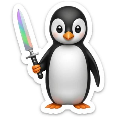 pingüino con un cuchillo sticker