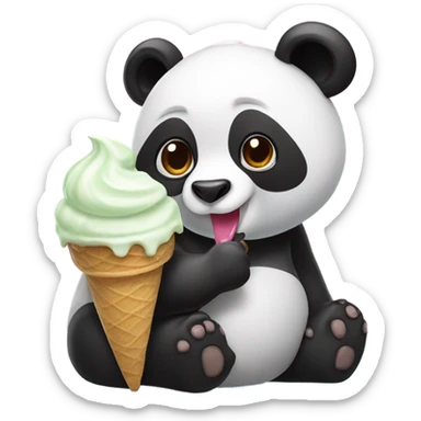 Panda eating ice cream sticker