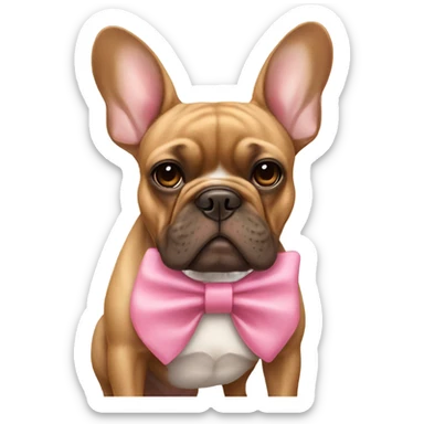 French bull dog that’s brown with a pink bow  sticker