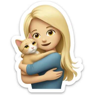 Blondy girl Huggins beige cat  sticker