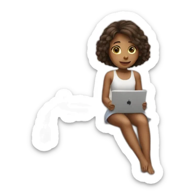 Girl with an iPad sitting on a bed sticker